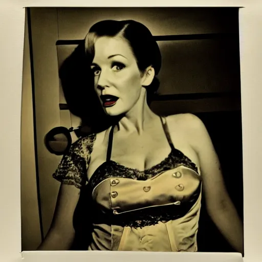 Image similar to photography of cristina hendricks, joan holloway from mad men, tintype, deregoue