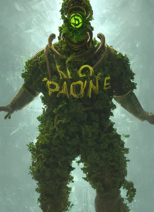 Image similar to portrait of tony kale!! as kale!! biohazard bioshock, au naturel, hyper detailed, digital art, trending in artstation, cinematic lighting, studio quality, smooth render, unreal engine 5 rendered, octane rendered, art style by klimt and nixeu and ian sprigger and wlop and krenz cushart