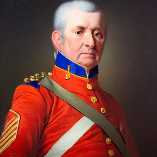 Prompt: facial portrait of the phoenix suns dictator in military uniform, 1 7 8 0, oil on canvas by william sidney mount, oil on canvas, octane render