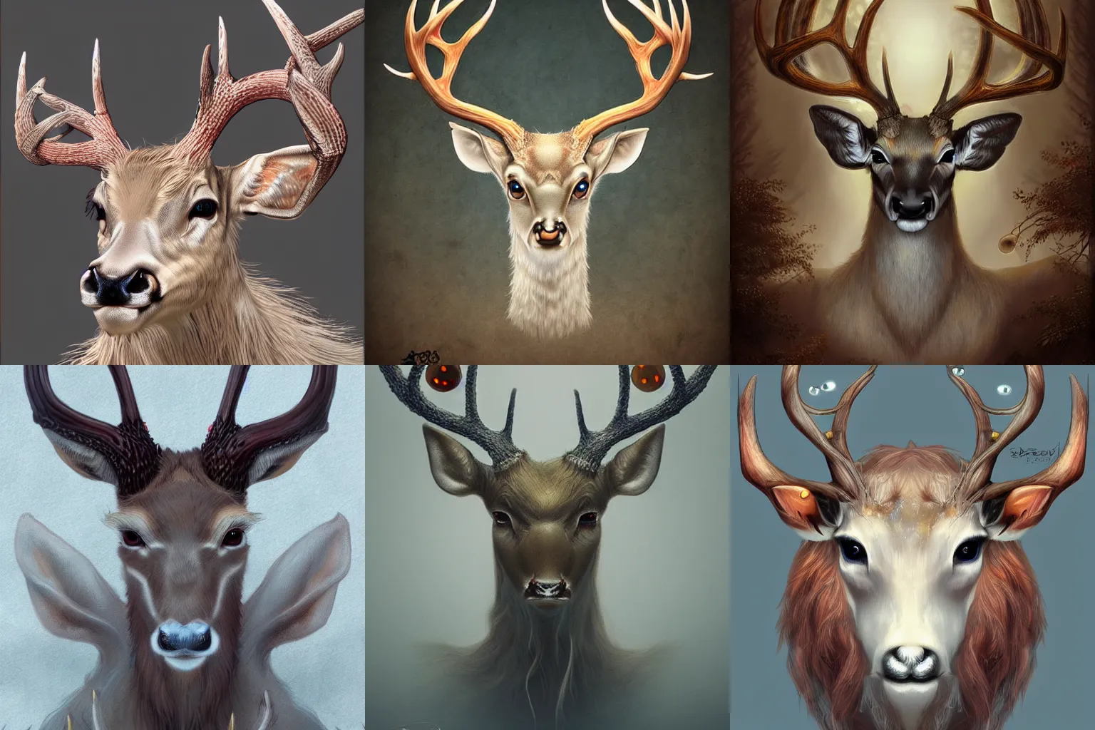 Prompt: Pale Deer with six eyes, detailed award-winning digital 2d fantasy art, trending on ArtStation