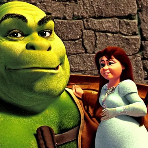 Image similar to a still from dreamworks shrek 2 0 0 1, shrek is angry about his taxes