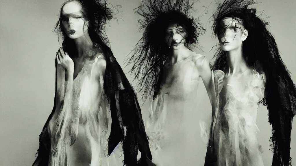 Image similar to eerie atmospheric vogue fashion photography by paolo roversi