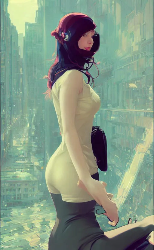 Image similar to Gwen Stacy, highly detailed, digital painting, artstation, facing camera, concept art, smooth, sharp focus, illustration, art by artgerm and alphonse mucha, high definition digital art, dramatic lighting, in the style of ilya kuvshinov and Ross tran