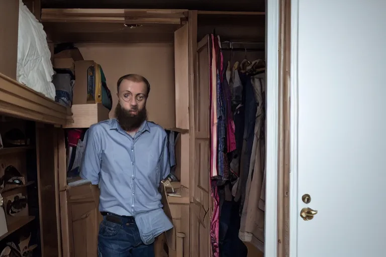 Image similar to dmitry puchkov hiding in closet