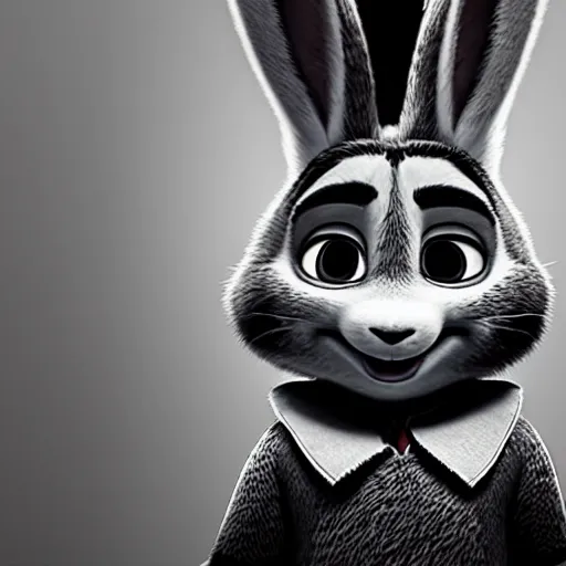 Image similar to Gritty black and white mugshot of Judy Hopps from Zootopia