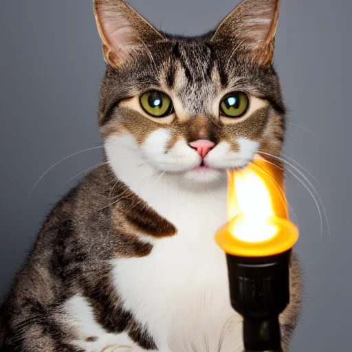 Image similar to professional photograph of a cat holding a torch