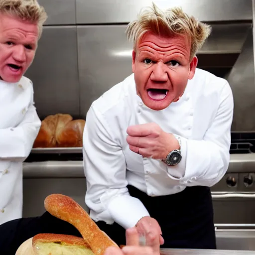 Image similar to gordon ramsay yelling at a loaf of bread