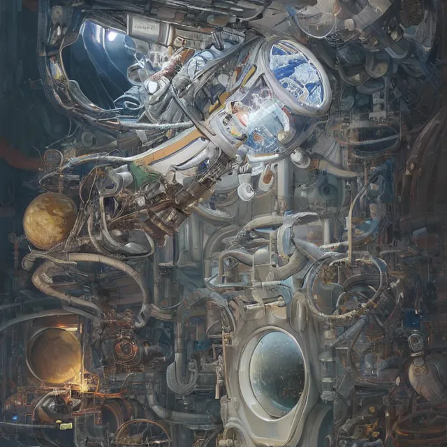 Prompt: astronaut that on all fours, industrial sci - fi, by mandy jurgens, ernst haeckel, james jean