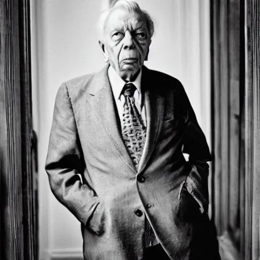 Image similar to “An Annie Leibovitz portrait of Jorge Luis Borges”