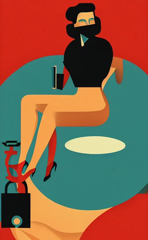 Image similar to illustration with privacy under surveillance, an art deco painting by tom whalen, trending on behance, art deco, digital illustration, storybook illustration, grainy texture, flat shading, vector art, airbrush, pastel, watercolor, poster