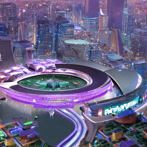 Image similar to futuristic city where the Baltimore Ravens rule the world