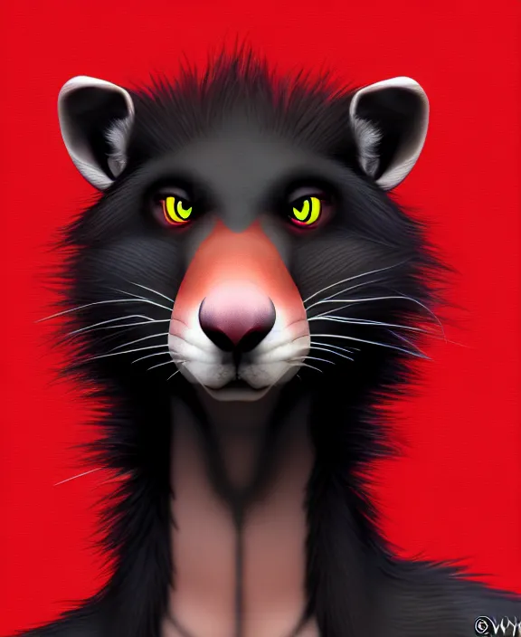 Image similar to furry - male - red - black - weasel - detective - fursona uhd ue 5 visual novel expressions, photorealistic, trending on weasyl