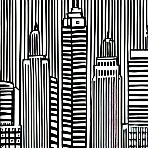 Prompt: a minimalist line art painting of new york city