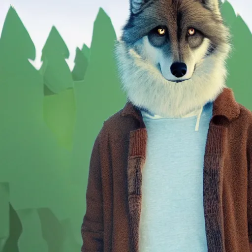 Image similar to a still of a Adult Swim TV Show about about a anthropomorphic Wolfe, created by Tyler The Creator