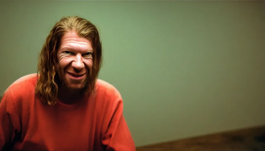 Prompt: hyper-realistic and detailed biopic movie still portrait of Aphex Twin, by Paolo Sorrentino, cinestill 800t 35mm, clear color, high quality, high textured, dramatic light, cinematic