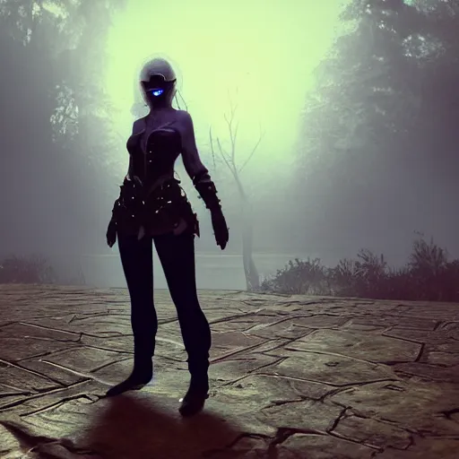 Prompt: character design, dark arcanist, blue lightning, blue mist, fog, scary, photorealistic, unreal engine