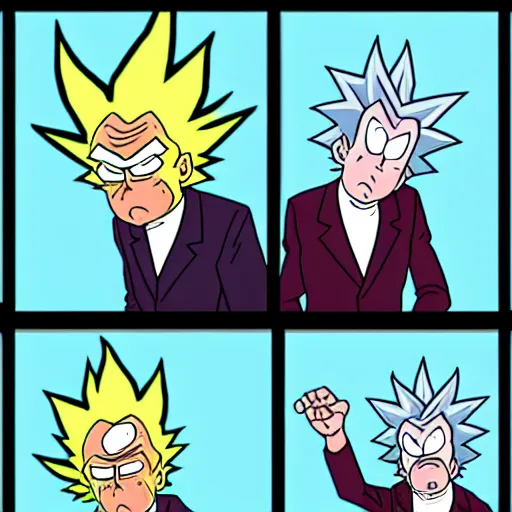 Image similar to rick sanchez of rick & morty going super saiyan