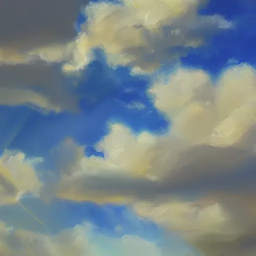 Image similar to clouds, oil painting, cinematic lighting