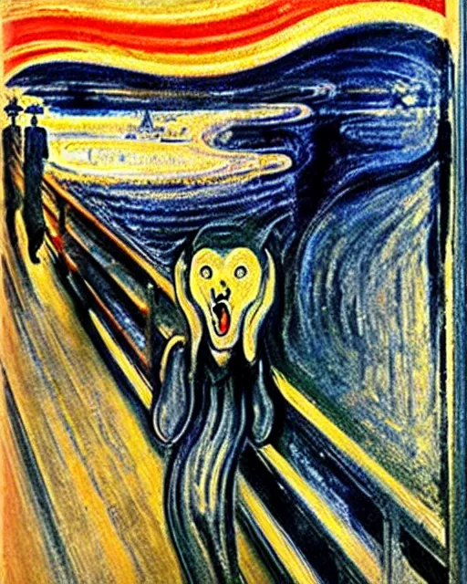 Image similar to The screaming fox, by Edvard Munch, Fox, The Scream