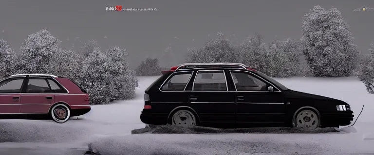 Image similar to Audi A4 B6 Avant (2002), a gritty neo-noir, dramatic lighting, cinematic, eerie person silhouette, death, homicide, homicide in the snow, gunshots, establishing shot, extremely high detail, photorealistic, cinematic lighting, artstation, by simon stalenhag, Max Payne (PC) (2001) winter new york at night, flashing lights, Poets of the Fall - Late Goodbye