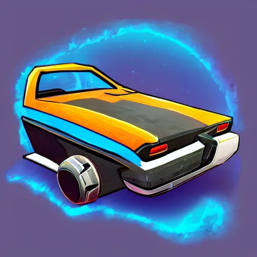 Image similar to Fortnite art style retrofuture car concept