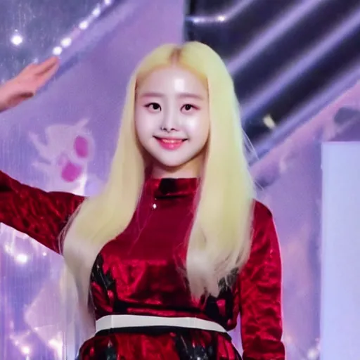 Prompt: jinsoul from LOONA waving at the camera
