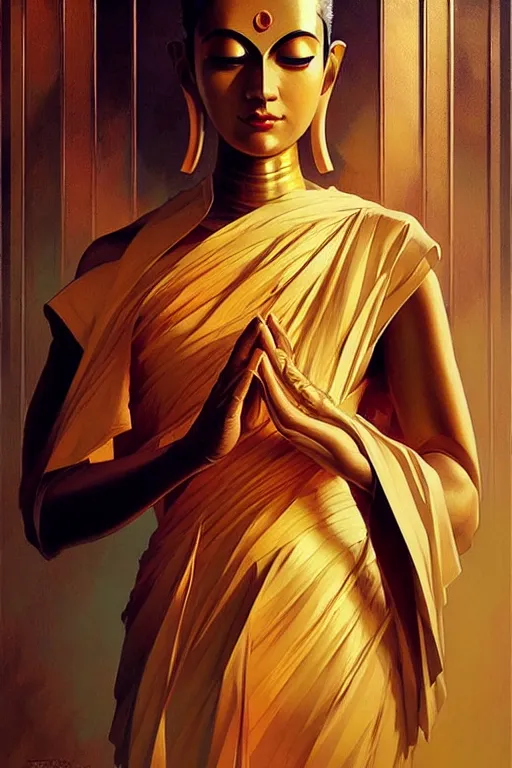 Image similar to buddhism, futurism, painting by greg rutkowski, j. c. leyendecker, artgerm