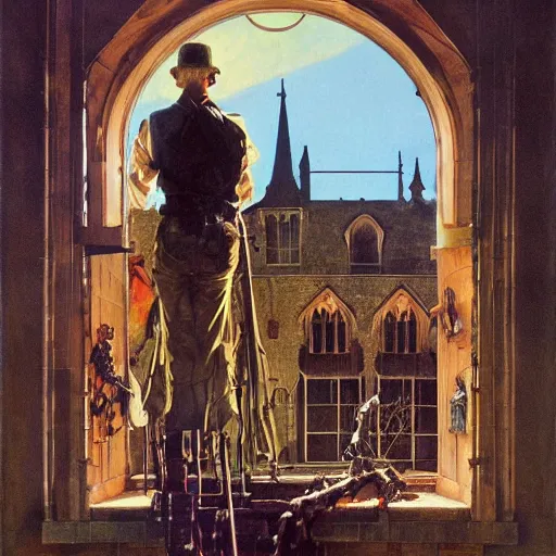 Image similar to high quality high detail painting by david mattingly and norman rockwell and nc wyeth, hd, realistic matte painting, photorealistic lighting, modern supernatural gothic - punk horror