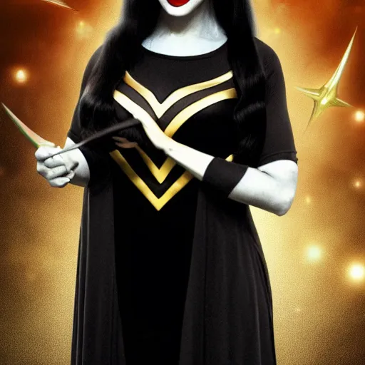 Image similar to Morticia Addams as Wonder woman