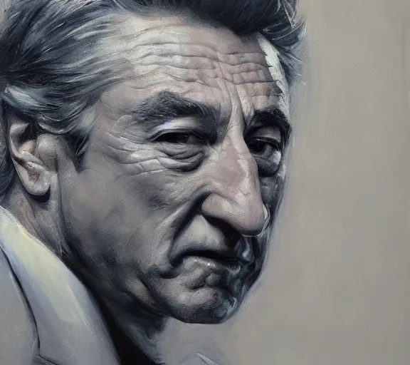 Image similar to a hyper-detailed painting of Robert DeNiro by Craig Mullins; oil on canvas; trending on artstation