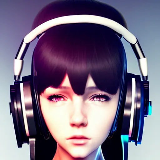 Prompt: a humanoid robot woman with integrated cybernetic headphones for ears, cyberpunk art by ilya kuvshinov, trending on cgsociety, computer art, ilya kuvshinov, artstation hd, artstation hq