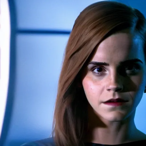 Image similar to Emma Watson in Star Trek, XF IQ4, f/1.4, ISO 200, 1/160s, 8K, Sense of Depth, color and contrast corrected, NVIDIA NGX, Dolby Vision, symmetrical balance, in-frame