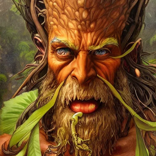 Prompt: treebeard as dhalsim from street fighter, 4 k, ultra realistic, detailed focused art by artgerm and greg rutkowski and alphonse mucha