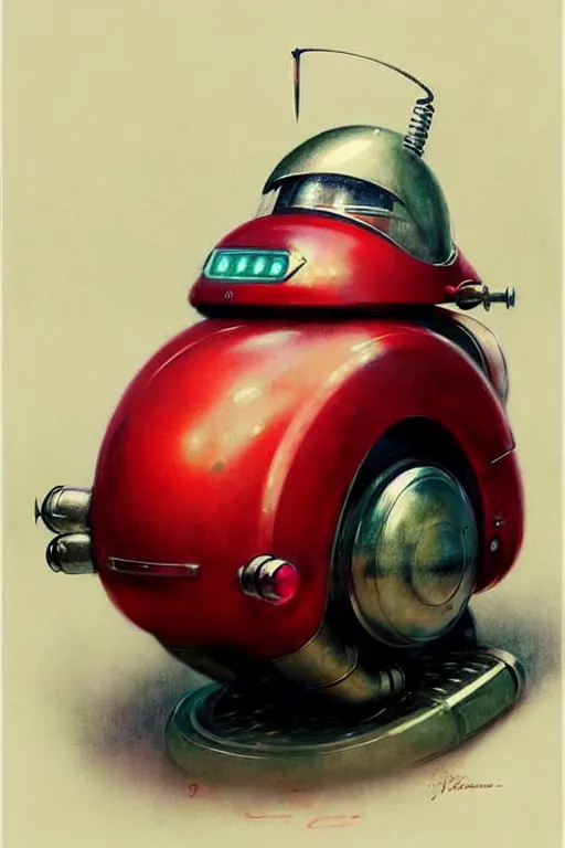 Image similar to ( ( ( ( ( 1 9 5 0 s retro future android robot fat robot mouse wagon. muted colors., ) ) ) ) ) by jean - baptiste monge,!!!!!!!!!!!!!!!!!!!!!!!!! chrome red