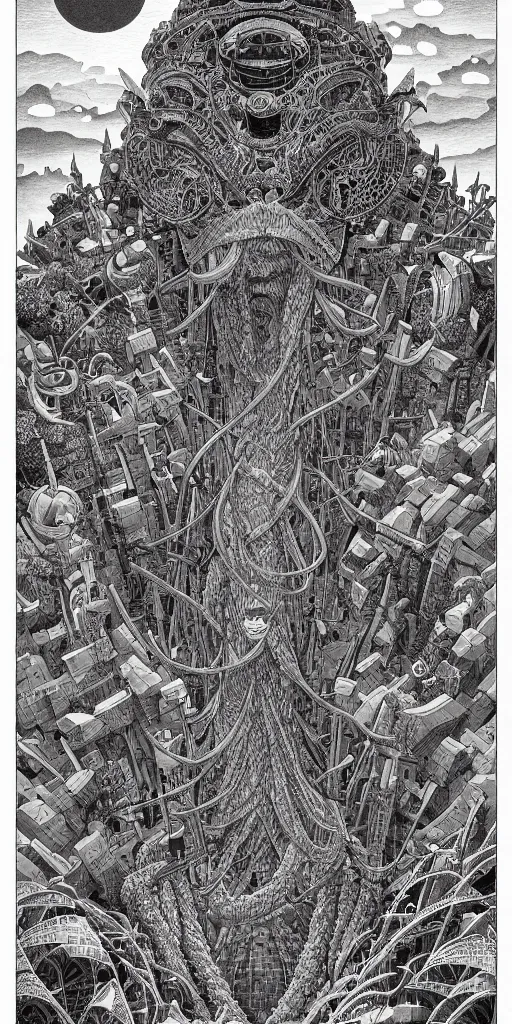 Image similar to a thoughtful giant, ultra detailed, 4 k, intricate, encyclopedia illustration inspired by ken taylor and sana takeda, fine inking lines