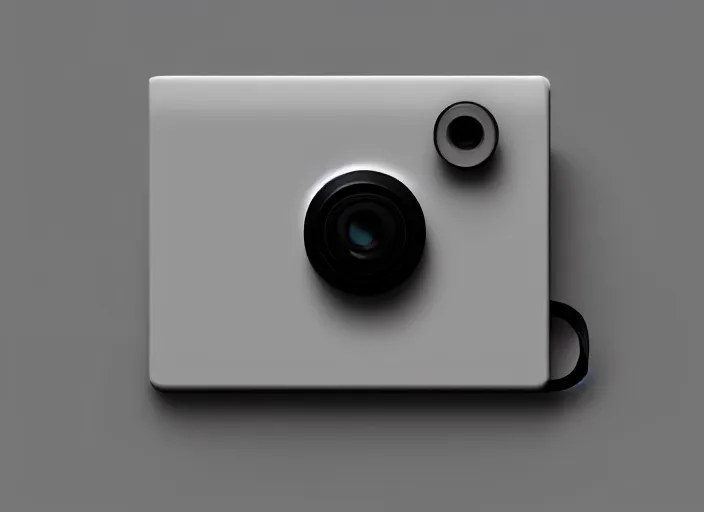 Prompt: orthographic view of minimalism camera designed by Dieter Rams, Naoto Fukasawa, designed by Apple, minimalism, front view, illustration