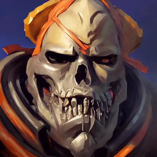 Image similar to greg manchess portrait painting of partially armored undead pirate captain lechuck as overwatch character, medium shot, asymmetrical, profile picture, organic painting, sunny day, matte painting, bold shapes, hard edges, street art, trending on artstation, by huang guangjian, gil elvgren, ruan jia, greg rutkowski, gaston bussiere