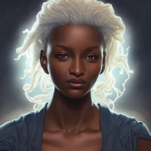 Image similar to full figure ultra realistic illustration, jodie turner - smith as ororo munroe, intricate, elegant, highly detailed, digital painting, artstation, concept art, smooth, sharp focus, illustration, art by artgerm and greg rutkowski and alphonse mucha