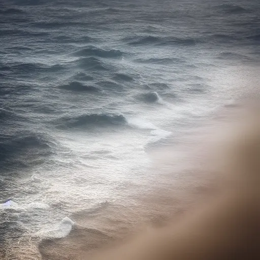 Image similar to foggy, endless sea, photorealistic, cinematic, reverence