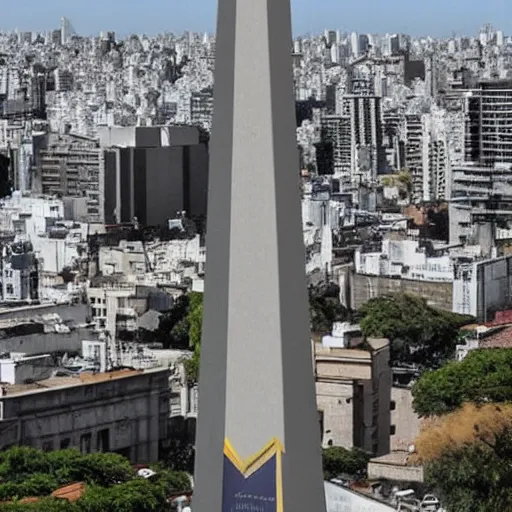 Prompt: the obelisk of the city of buenos aires as a giant robot