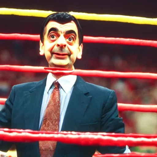 Image similar to Mr Bean in WWE, 1990