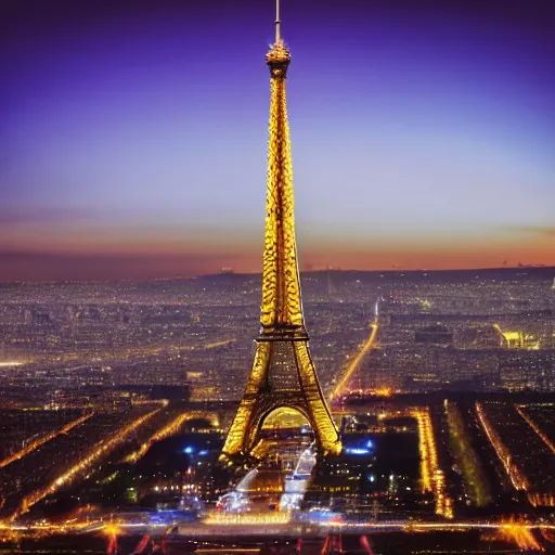 Image similar to paris with canton tower, ultra realistic, cinematic