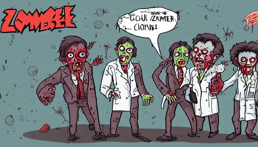 Prompt: a zombie, a scientist and a cyborg