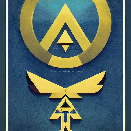 Prompt: Art Deco poster illustration of Hyrule from The Legend of Zelda