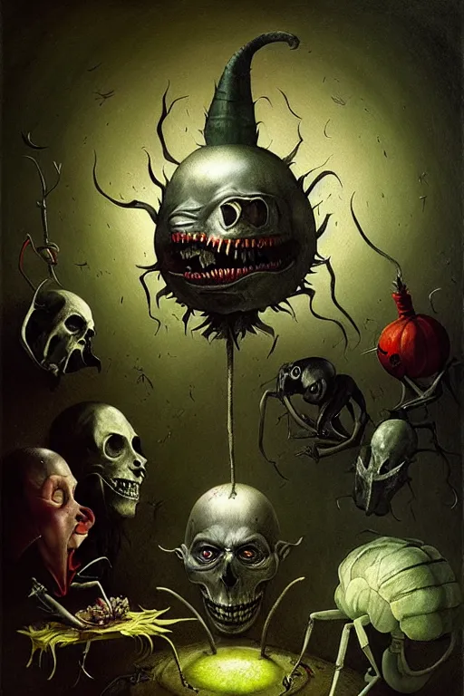 Image similar to hieronymus bosch, greg rutkowski, anna podedworna, painting of beetlejuice