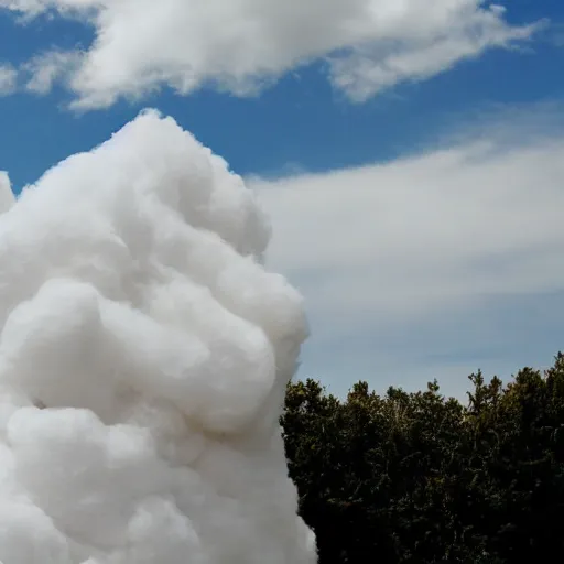 Image similar to a house in the clouds made of cotton.