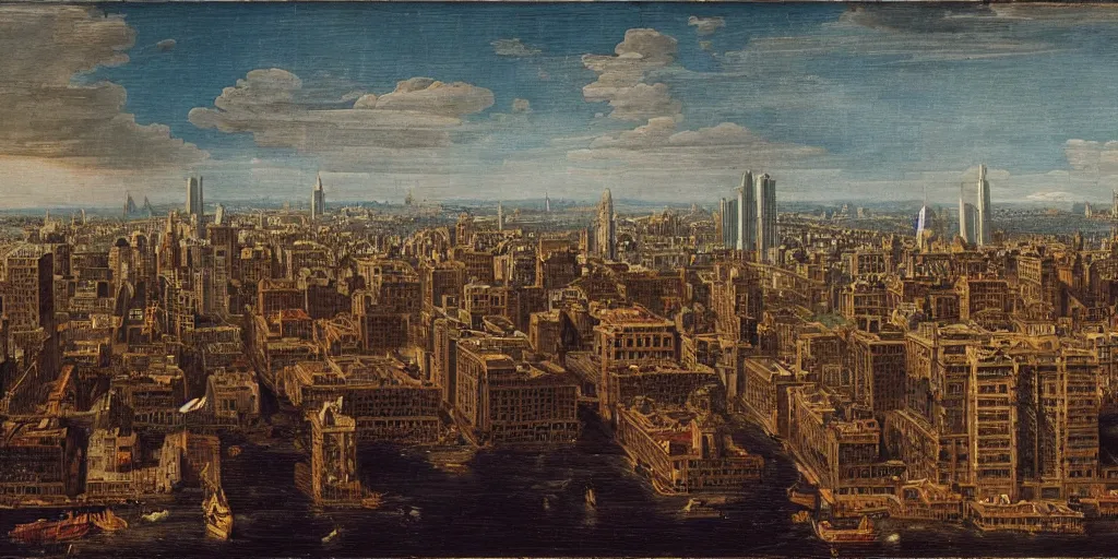 Prompt: view of new york by giovanni paolo panini