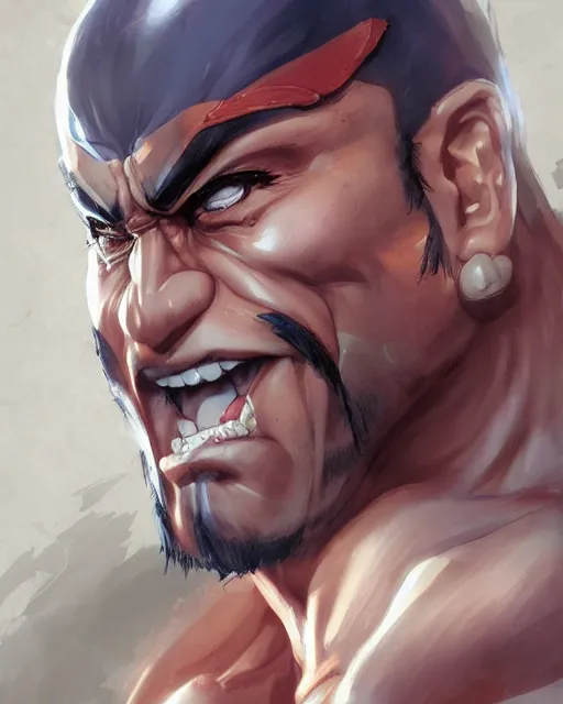 Image similar to An anime portrait of Sagat from street fighter , by Stanley Artgerm Lau, WLOP, Rossdraws, James Jean, Andrei Riabovitchev, Marc Simonetti, and Sakimichan, highly detailed, ultra detailed, golden hour, trending on artstation, cgstudio