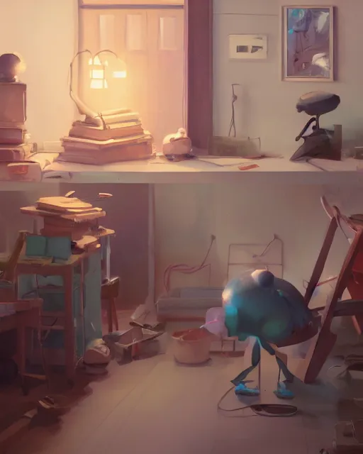 Prompt: sculptor's studio, detailed, cory loftis, james gilleard, atey ghailan, makoto shinkai, goro fujita, studio ghibli, rim light, exquisite lighting, clear focus, very coherent, plain background, soft painting