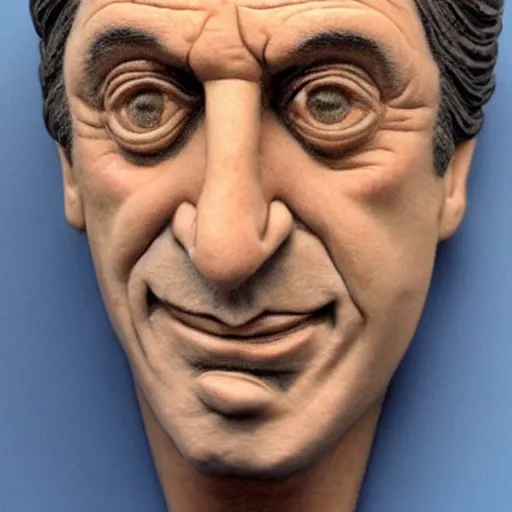 Image similar to al pacino's face made of foam in a cup of cappuccino, high detail